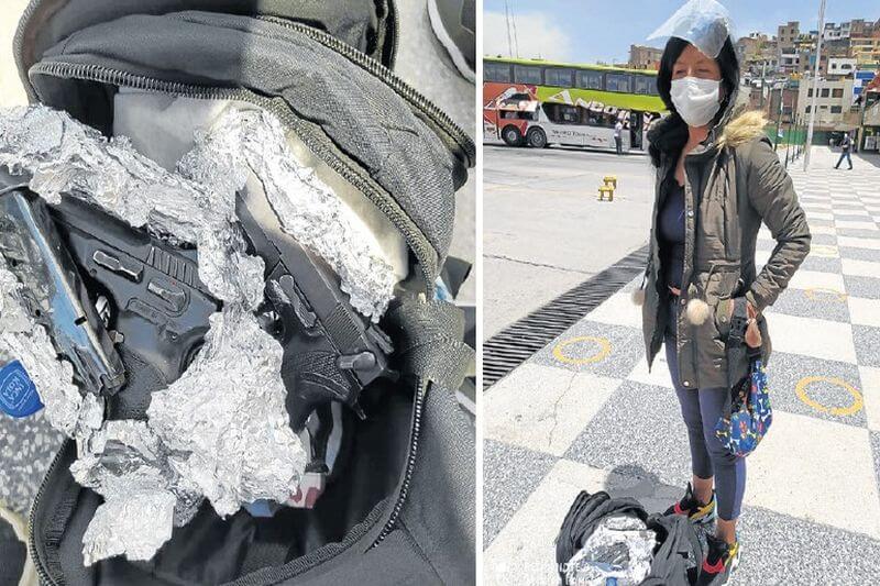 En un principio, la fémina dijo que llevaba respuestos de moto en su mochila.