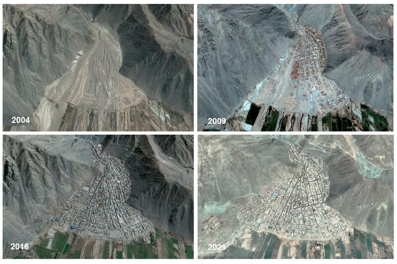 Así se fue ocupando la quebrada en Secocha desde el 2004 hasta el 2021.