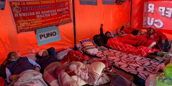 Huelga de hambre de docentes con dos bajas