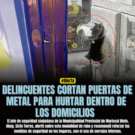 Moquegua: Cortan puertas de metal para robar de viviendas