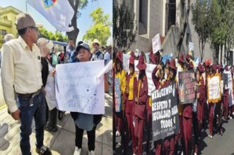 Protestan contra María Agüero.