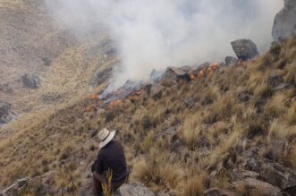 Incendio forestal en Caylloma.