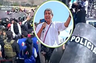 El gobernador regional de Ayacucho y su comitiva fueron escoltados por la policía.