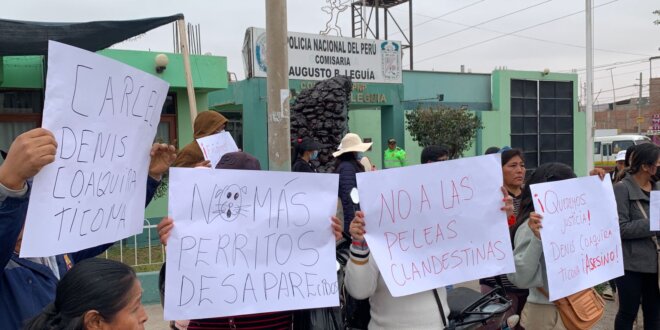 Grupos animalistas protestan en comisaría de C. P. Leguía