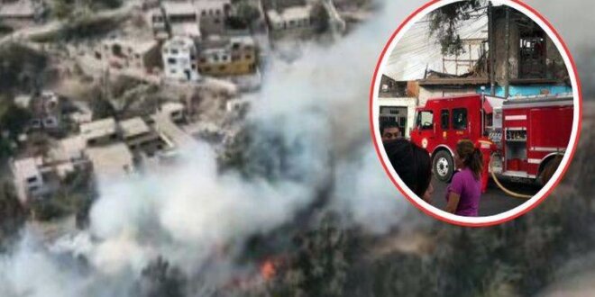 Reportan incendio forestal cerca de centro educativo.