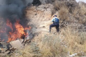 Alarma por incendio forestal en Charcani