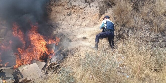 Alarma por incendio forestal en Charcani