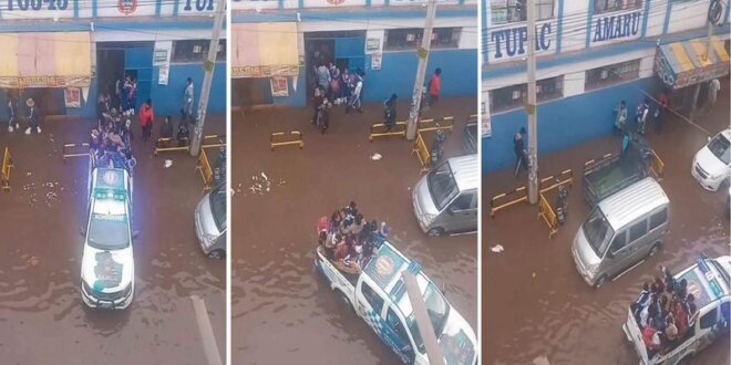 Los alumnos tuvieron que ser evacuados en una camioneta de serenazgo.