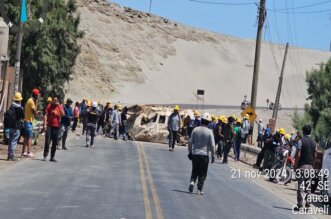 Mineros realizaron bloqueo.