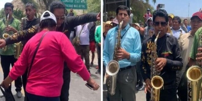 Músicos de la orquesta Arco Iris del Perú.