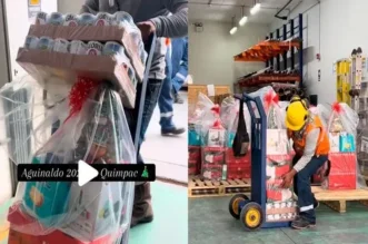 Gran cantidad de productos que una conocida empresa peruana entregó a sus trabajadores por Navidad.