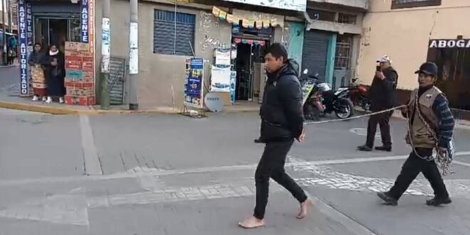 Asaltante es paseado en el distrito de Macusani