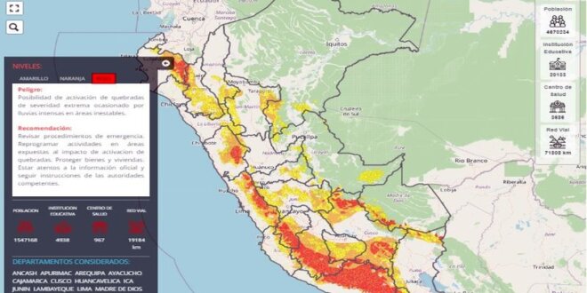 Aviso ante posible activación de quebradas.