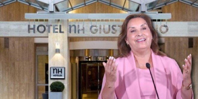 Dina Boluarte en lujoso hotel de Roma.