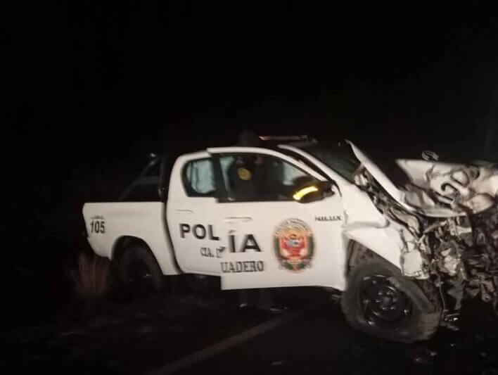 Unidad policial implicada en el accidente.