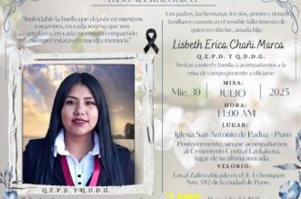 hoy entierrran los restos de lisbeth chani en puno 1