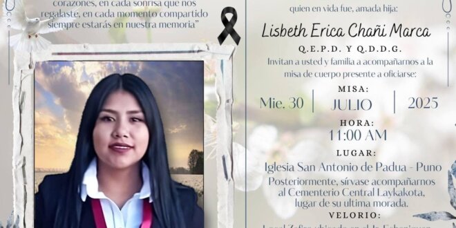 hoy entierrran los restos de lisbeth chani en puno 1