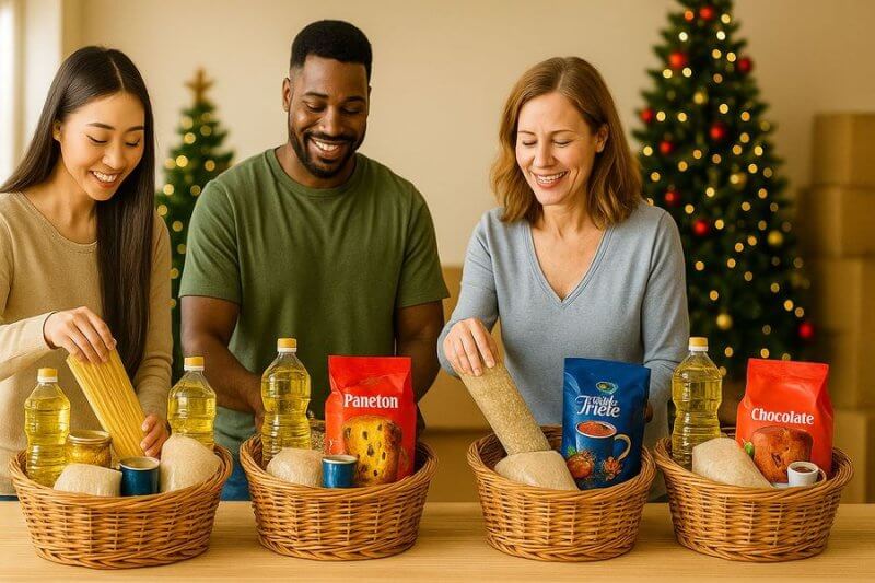 Canastas de Víveres navideñas completas: Abastece con productos esenciales 1 Canastas de Víveres navideñas completas Abastece con productos esenciales